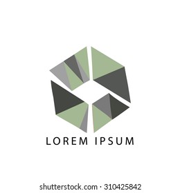 business cube vector logo. Green and grey colors.