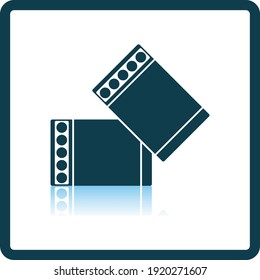 Icono de enlace de corte comercial. Diseño de reflexión de sombra cuadrada. Ilustración vectorial.