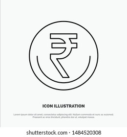 Business, Currency, Finance, Indian, Inr, Rupee, Trade Line Icon Vector. Vector Icon Template background