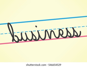 Business cursive word handwritten in children education style. Idea - School of business, management, leadership and success concepts.