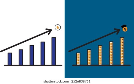 Projeto de vetor de curva de negócios mostrando direção positiva, simbolizando crescimento e sucesso. Excelente para apresentações, relatórios e materiais de marketing interessantes