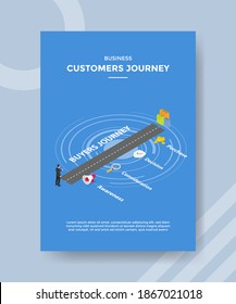 Business Customer Journey Men Standing On Road Buyers Journey Step For Template Flyer And Print Banner Cover Isometric 3d Flat Style
