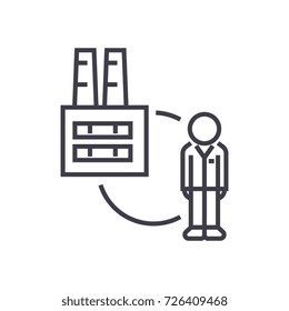 business to customer,factory to consumer vector line icon, sign, illustration on background, editable strokes