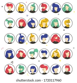 Business customers backgorund. People in circles vector illustration. Girls and boys avatars. Human resources portraits.