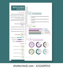 business cv resume template with infographic vector