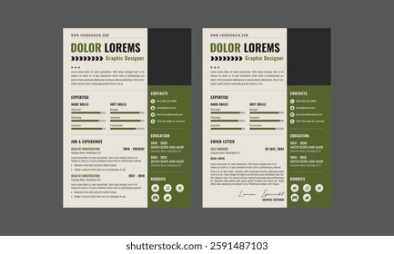 Business CV template. Minimalistic resume layout with work experience, education and skills fields vector set of minimalist elegant layout illustration