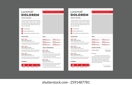 Business CV template. Minimalistic resume layout with work experience, education and skills fields vector set of minimalist elegant layout illustration