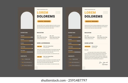 Business CV template. Minimalistic resume layout with work experience, education and skills fields vector set of minimalist elegant layout illustration