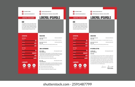 Business CV template. Minimalistic resume layout with work experience, education and skills fields vector set of minimalist elegant layout illustration