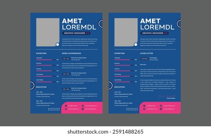 Business CV template. Minimalistic resume layout with work experience, education and skills fields vector set of minimalist elegant layout illustration