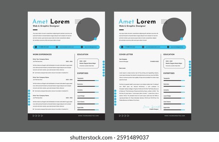 Business CV template. Minimalistic resume layout with work experience, education and skills fields vector set of minimalist elegant layout illustration
