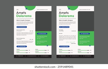 Business CV template. Minimalistic resume layout with work experience, education and skills fields vector set of minimalist elegant layout illustration
