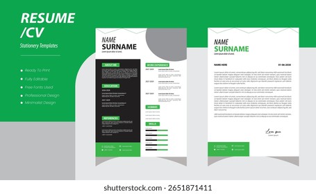 Modelo de CV de empresa. Layout minimalista de currículo com experiência de trabalhoTemplate