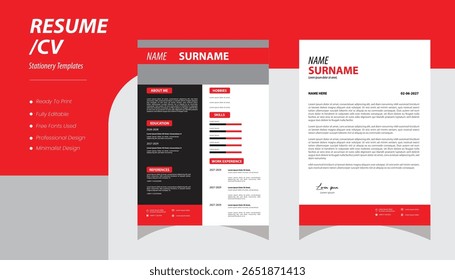 Modelo de CV de empresa. Layout minimalista de currículo com experiência de trabalhoTemplate