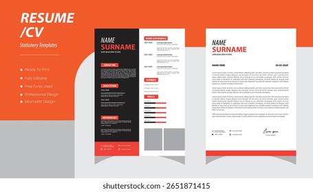 Modelo de CV de empresa. Layout minimalista de currículo com experiência de trabalhoTemplate
