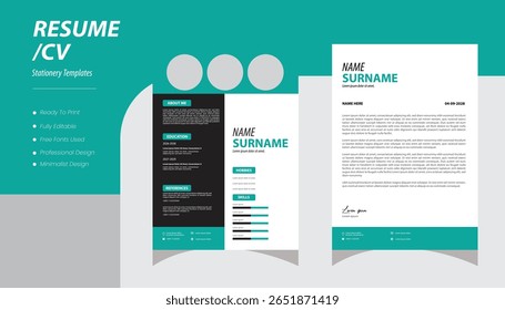 Modelo de CV de empresa. Layout minimalista de currículo com experiência de trabalhoTemplate