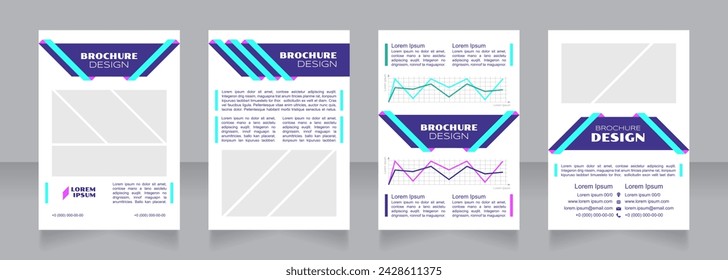 Business cycle blue blank brochure design. Template set with copy space for text. Premade corporate reports collection. Editable 4 paper pages. Syncopate, Poller One, Arial Regular fonts used