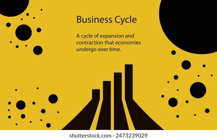 Ciclo de negocios de expansión y contracción que las economías experimentan con el tiempo ilustración aislada en amarillo.