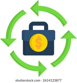 Business Cycle Icon Flat Vector Illustration