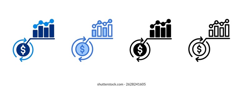 Conjunto de iconos de ciclo de negocios Ilustración vectorial de estilo múltiple