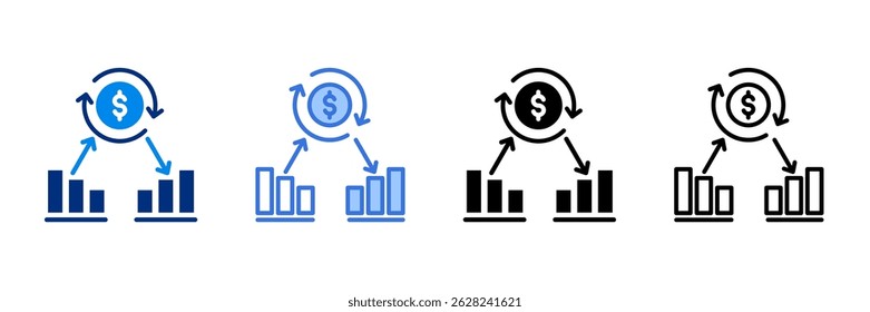 Conjunto de iconos de ciclo de negocios Ilustración vectorial de estilo múltiple