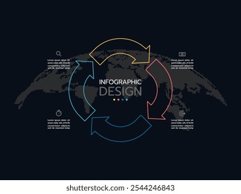 Business cycle. Timeline infographic with 4 icons designed for abstract background template.