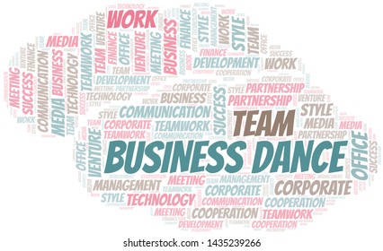 Business Dance word cloud. Collage made with text only.