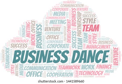 Business Dance word cloud. Collage made with text only.
