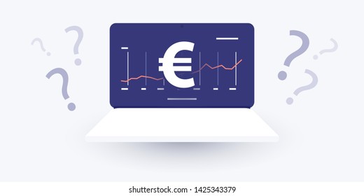 Business or Data Analysis, Audit or Financial Statistics, Investment Advice Design Concept with Euro Sign. Landing Page Template. Vector Illustration