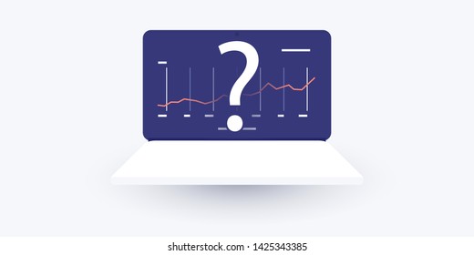 Business or Data Analysis, Audit or Financial Statistics, Investment Advice Design Concept with Laptop Computer. Landing Page Template. Vector Illustration