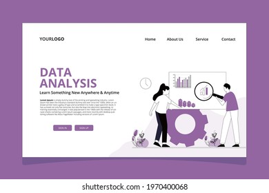 Business data analysis check. characters analyzing growth charts. Data analysis concept with characters. Monitoring investment. analyzing growth charts. 