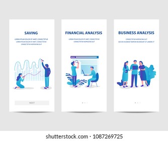 business data analysis, data collection and meeting discussion character design vector illustration flat design.