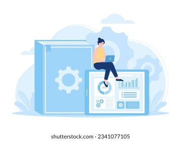 Ilustración plana del concepto de control de análisis de datos empresariales