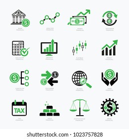 Business data analysis and economy icon set design