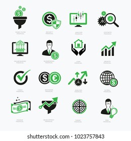 Business data analysis and economy icon set design