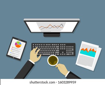 business data analysis report concept. vector