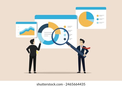 Business data analysis with team of people working on web report dashboard monitor, business financial investment concept, businessman discussing and analyzing business data.