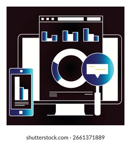 Business Data Analysis Vector Icon Flat Design