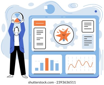 Business data analysis vector illustration. Business strategy is roadmap to treasure data exploration Employment takes flight on wings analytic investigation The heartbeat business echoes in chambers
