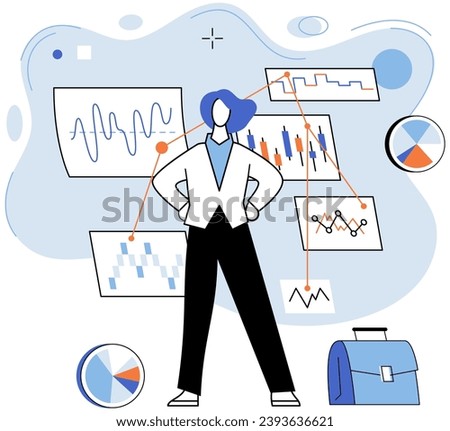 Business data analysis vector illustration. Information is fuel propelling engine strategic analysis Occupation flourishes in landscape financial investigation Data analysis is key unlocks door