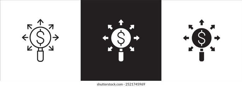 Conjunto analítico de dados corporativos. Ícone relacionado a dados, análise, pesquisa, estoque, gráfico, mercado, observação, lucro, relatório, gestão, avaliação. Ilustração vetorial em design plano de linha fina