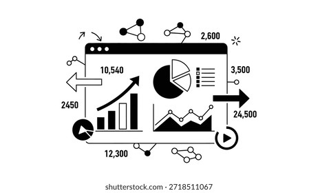 Business Data Analytics Dashboard-Schnittstelle mit Finanzdiagrammen und Diagrammen.