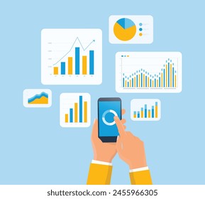 business data analytics design concept. and flat vector illustration business finance investment monitor report dashboard.	
