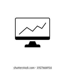 business data Analytics and graph icon in solid black flat shape glyph icon, isolated on white background 
