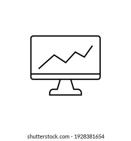 datos empresariales Analítica e icono gráfico en estilo de línea negra plana, aislado en fondo blanco 