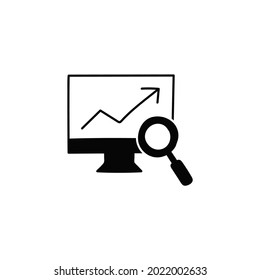 business data Analytics and graph icon in solid black flat shape glyph icon, isolated on white background 