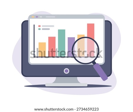 Business Data Analytics and Growth Analysis Dashboard Illustration on Computer Screen
