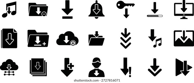 Análise de dados de negócios e estatísticas de crescimento + símbolos sólidos pretos minimalistas para relatórios financeiros e visualização de KPI + Gráfico, Gráfico, Análise, Progresso, Sucesso, Estatísticas, Crescimento.