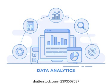 Business data analytics infographic, market research, business planning, data visualization, digital data analysis, statistics,  for landing page, web banner, web design, presentation