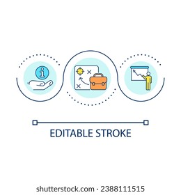 Business data analytics loop concept icon. Company strategy. Corporate information. Enterprise goals abstract idea thin line illustration. Isolated outline drawing. Editable stroke. Arial font used